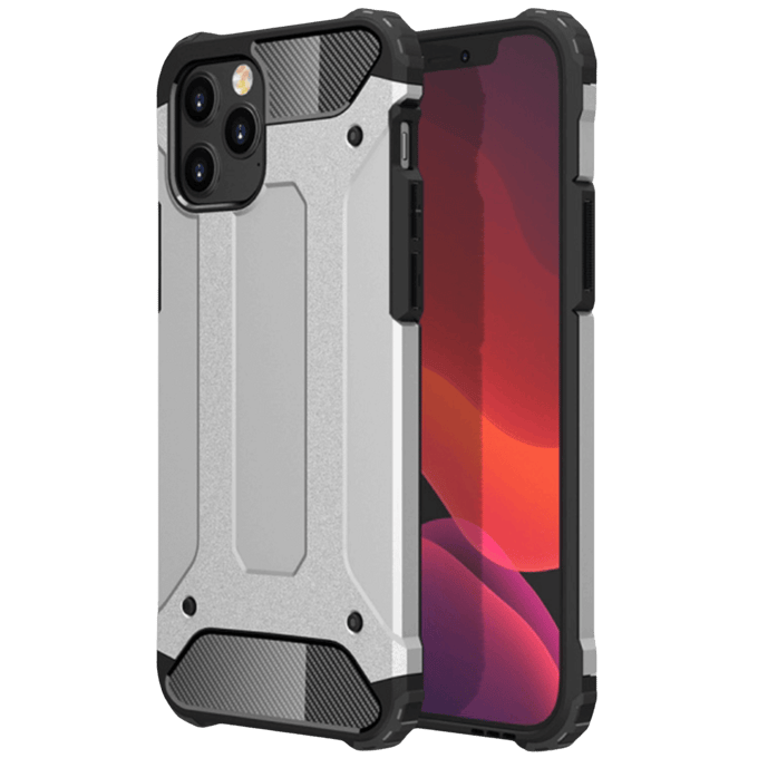 CaseBody iPhone 12 Pro Max Shockproof Hoesje Steel Armor Zilver
