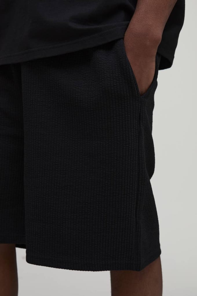 Baggy Fit Geribbelde Jersey Short | Black | Size Small