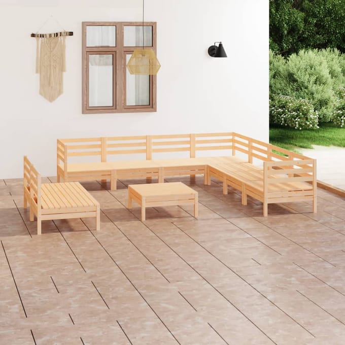 vidaXL - 10-delige - Loungeset - massief - grenenhout