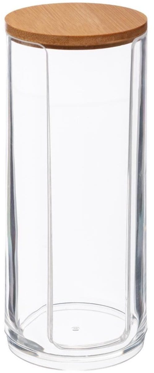 FiveÂ® Wattenschijfjes dispenser bamboe deksel - Wattenschijfjes - Met deksel