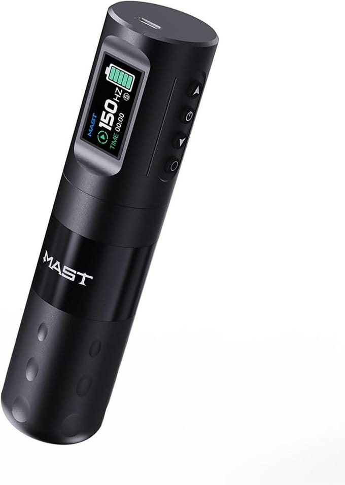 Draadloze Tattoo Pen Machine met LCD Scherm - Roterende Tattoomachine Inclusief 2 Batterijen
