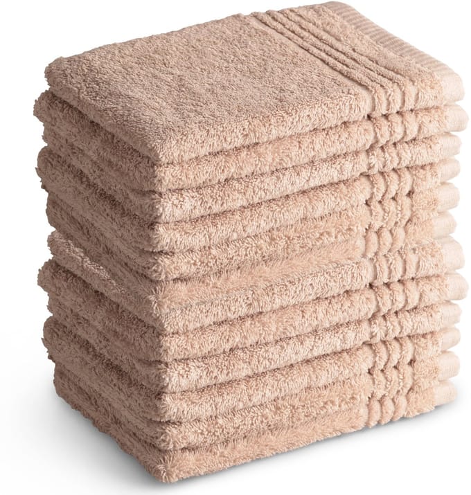 OUTLET BADTEXTIEL - set van 12 - washand 16x21 - beige