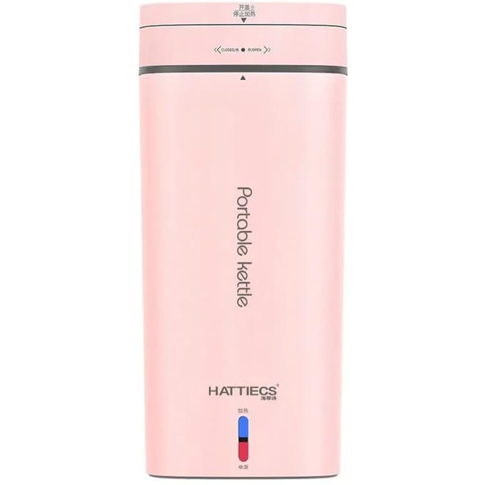 Bouilloire électrique portable 500 ml, thermos, ébullition rapide, chauffage d'extérieur, chaudière à eau isolante rose