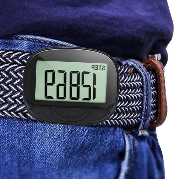 Stappenteller Clip - Loopmeter Horloge - Activiteit Meten - Groot LCD Scherm - 21/24 Uurs Klok - Zwart