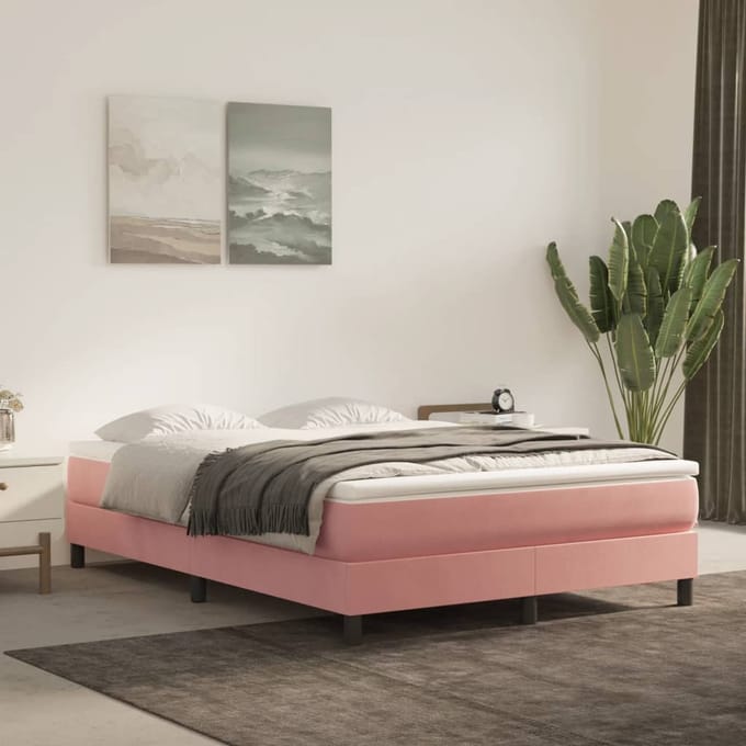 vidaXL - Pocketveringmatras - medium - 140x200x20 - cm - fluweel - roze