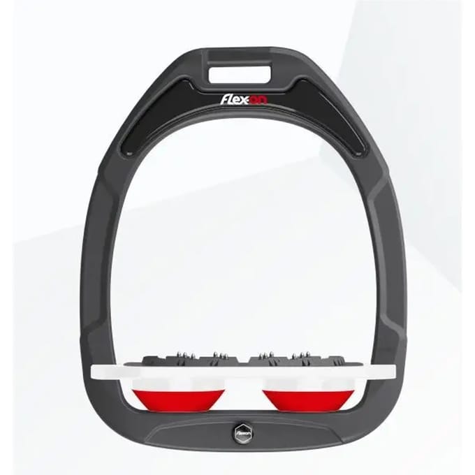 Platte Ultra Grip stijgbeugels Antraciet/Wit/Rood Flex-On Green Composite