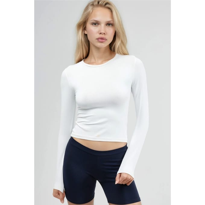 Slim Fit Ronde Hals Lange Mouwen Blouse