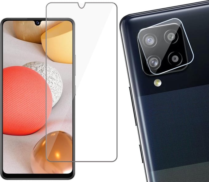 Screenprotector geschikt voor Samsung A42 + Camera Lens - Glas Screen Protector