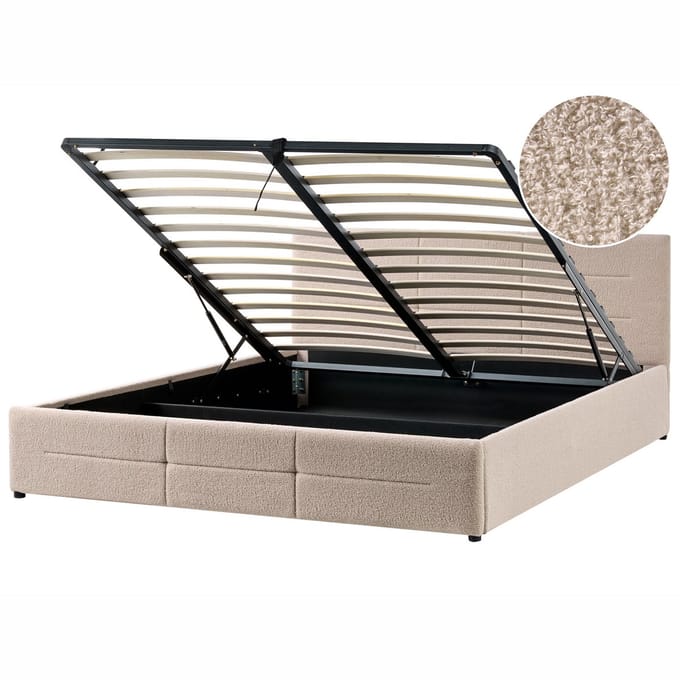 MASSOGNES - Bed met opbergruimte - Beige - 180 x 200 cm - Bouclé