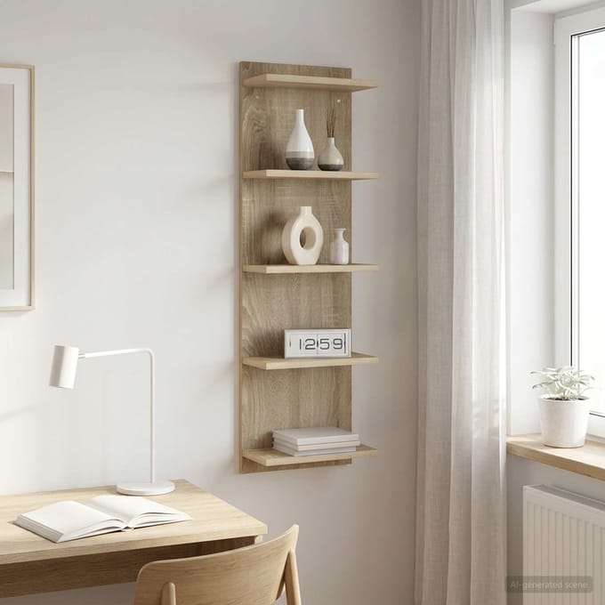 vidaXL - Wandplank - Sonoma - Eiken - 30 - x - 15 - x - 100 - cm - Bewerkt - hout