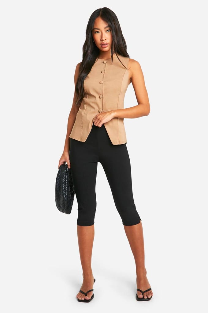 boohoo Veste met knoopsluiting in dezelfde stof | Camel | Maat: 6