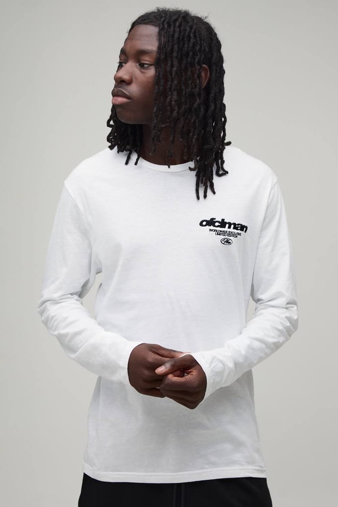 Officieel Gemerkt T-shirt Met Lange Mouwen | White | Size Medium