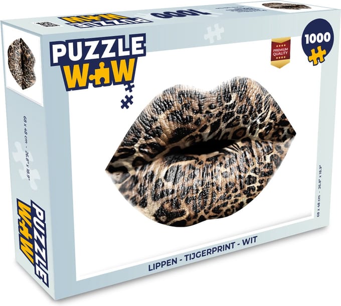 Puzzel Lippen - Tijgerprint - Wit - Legpuzzel - Puzzel 1000 stukjes volwassenen