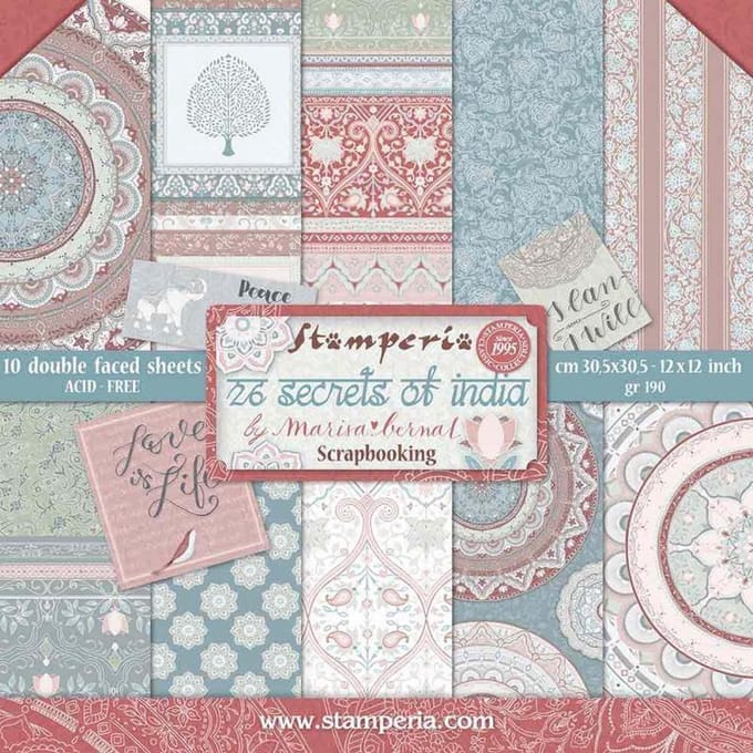 Stamperia 26 Secrets of India 12x12 Inch Paper Pack (SBBL71)