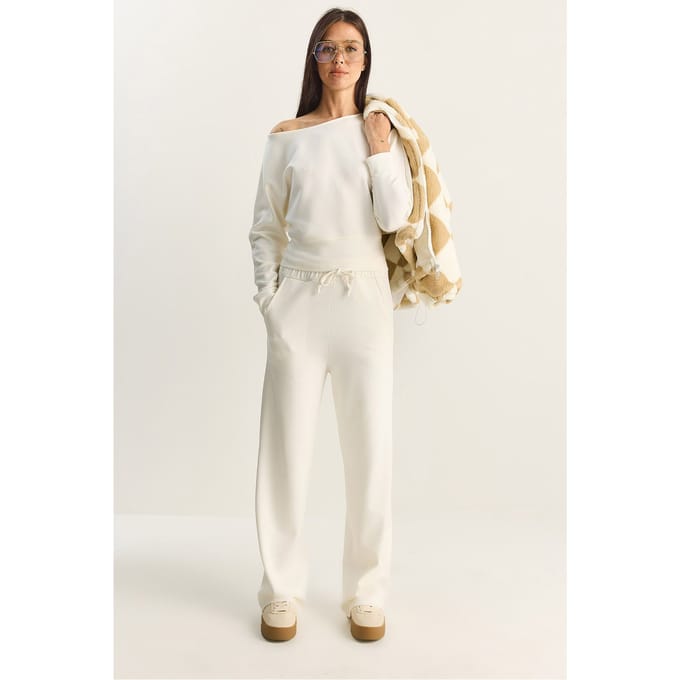 Asymmetrische Kraag Gebreide Hoge Taille Twee-Rdeel Set