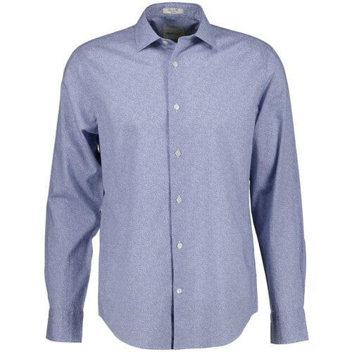 Gant Overhemd Poplin Allover Fine Pattern Faded Denim / male