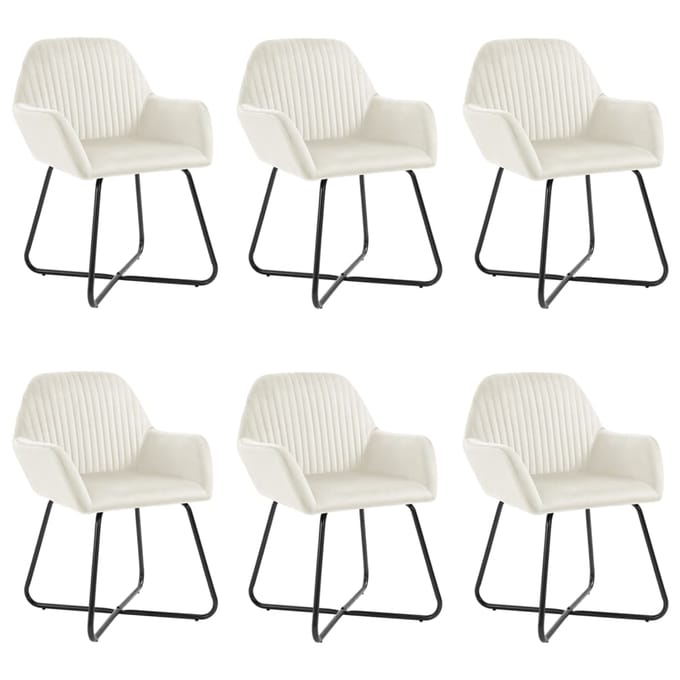 vidaXL Eetkamerstoelen 6 st fluweel crèmekleurig
