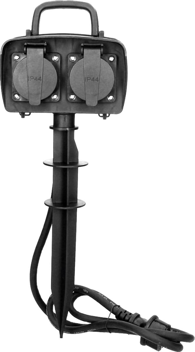 Duo stekkerdoos waterproof - 230V - Met prikpen en kabel