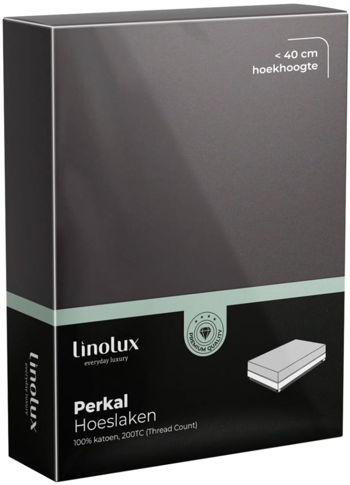 Linolux Hoeslaken Katoen Perkal Anthracite 160x210