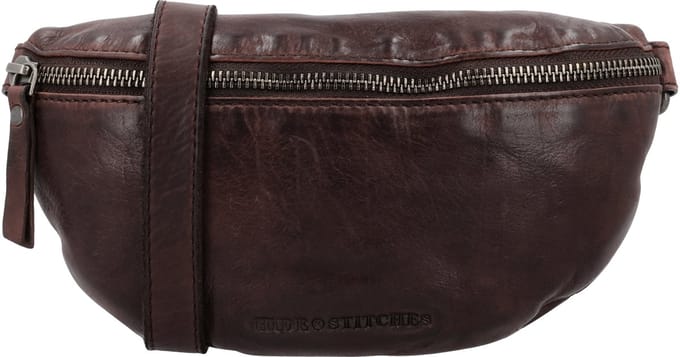 Hide & Stitches Paint Rock Heuptas - 100% Leder - Fanny Pack - Leren Dames Tas - Donkerbruin