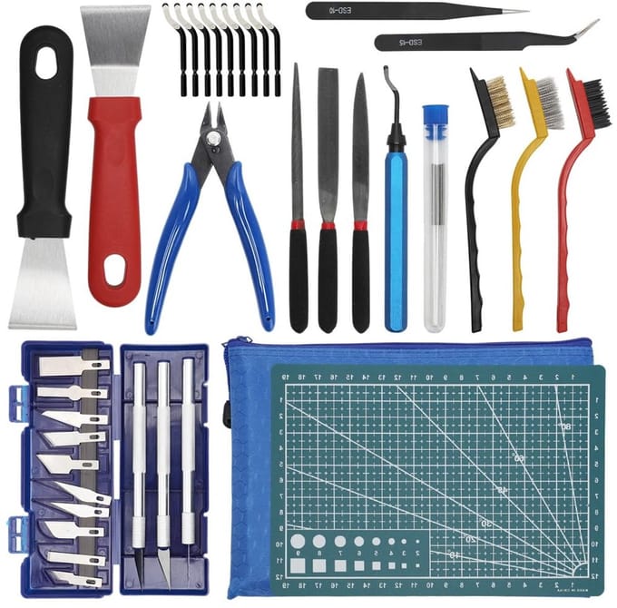 Complete 42-delige 3D Printer Tool Set voor Modelafwerking, Inclusief Ontbraamtools, Accessoires voor DIY en Professionele Modelbouw