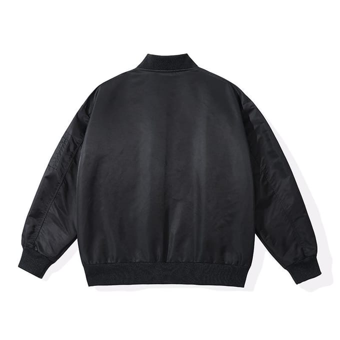 Veste de bombardier à col montant rétro Veste de baseball décontractée ample Printemps et automne 4XL black