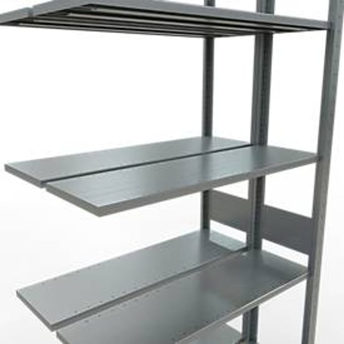 SCHULTE Lagertechnik - Boutloze dubbele uitschuifbare legbordstelling type 150 - 3000x1000x2x300 mm galv.2x7 legborden