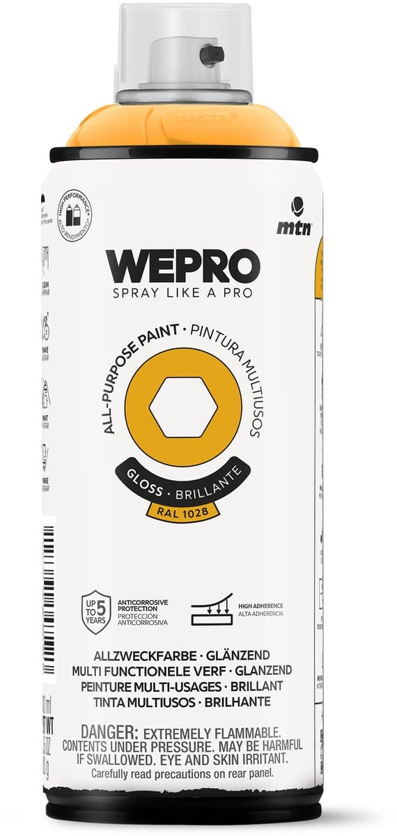 Spuitbus Ral 1028 Glans MTN WEPRO ALL-PURPOSE PAINT 400ML