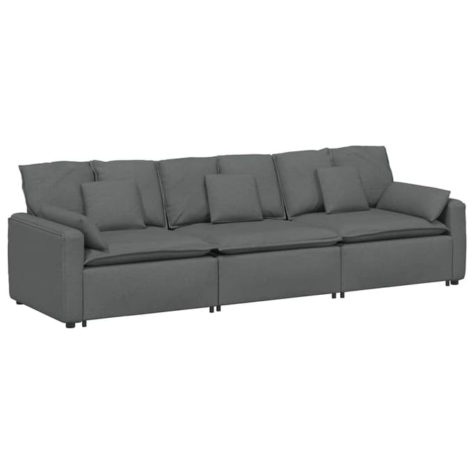 vidaXL - Modulaire - bank - met - kussens - donkergrijs
