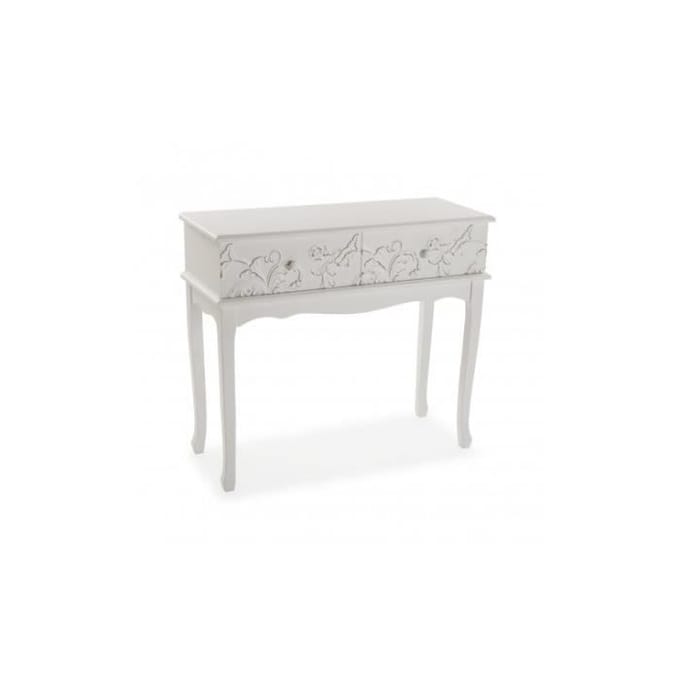 Console 2 tiroirs LINNET - VERSA - Blanc - Bois - Panneaux de particules - Laqué - Contemporain - Design