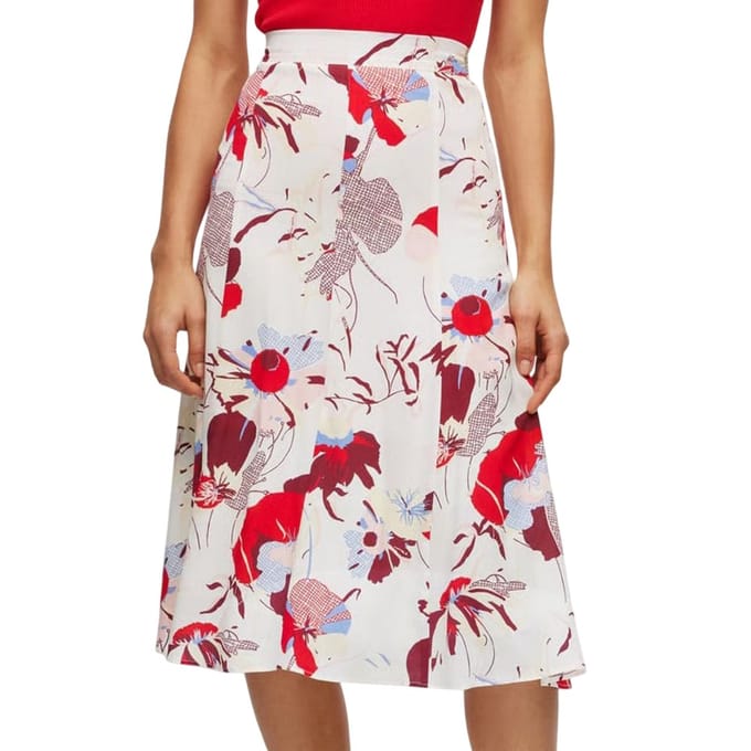 Boss Dames/Dames Vallua Hoge Taille Midi Rok (Bloemen)