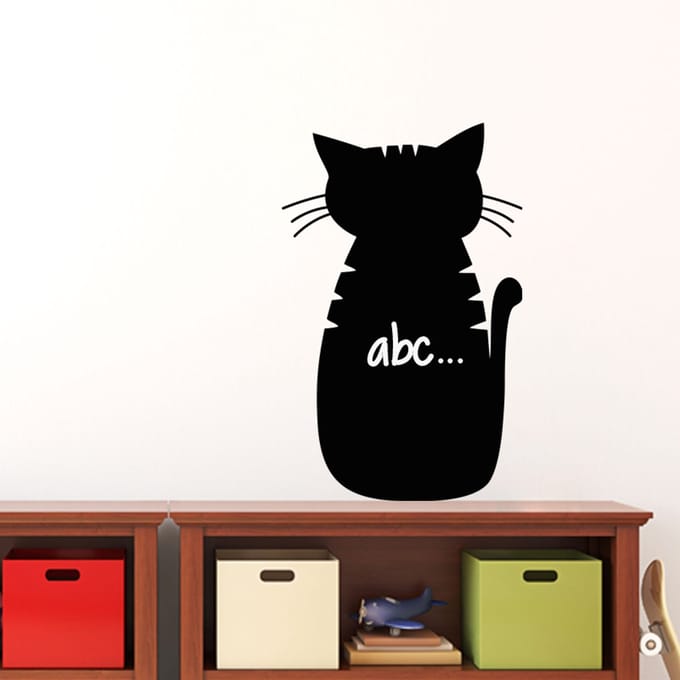 Schoolbordsticker - uitwisbare zelfklevende muurstickers - KARIKAT KAT - 55x35cm