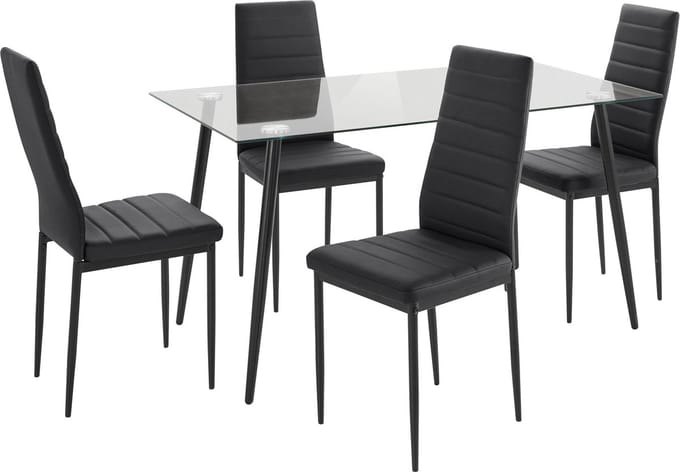 Eetset - 140 cm Tafel - Zwart