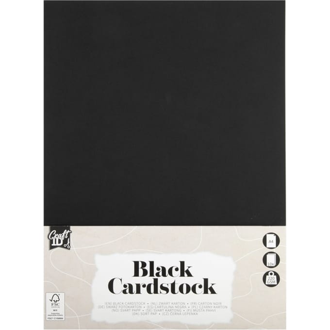 Hobbykarton zwart A4 10 Vellen - Karton A4 - 210x297 mm - 220 gr - Zwart
