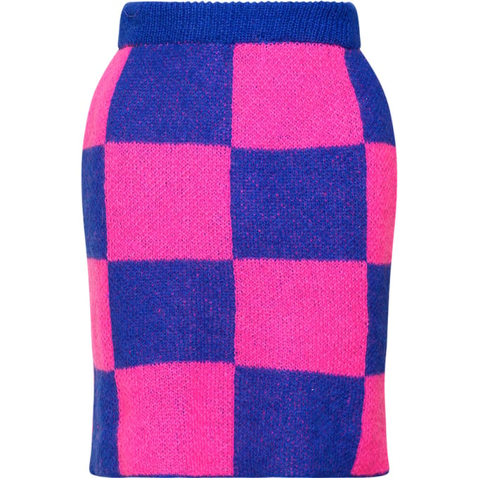 Kiana gebreide rok in roze/blauw