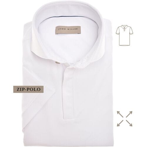 John Miller Slim-Fit Hyperstretch Short Sleeve Zip-Polo Wit / male