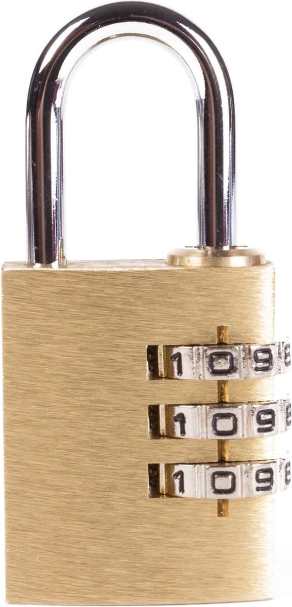 Tri-Circle Compact hangslot met cijfercode - messing - 30 mm - stalen beugel