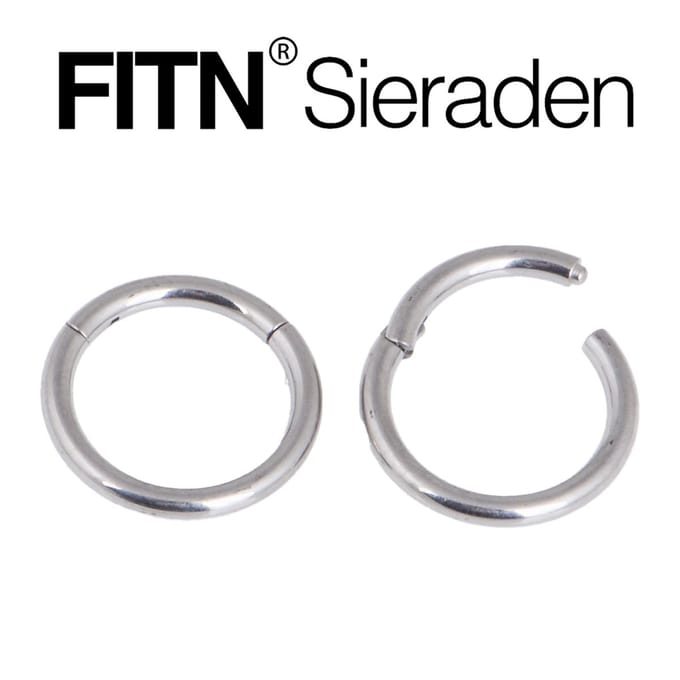 FITN-TGRNF-Titanium Hinged Segment Ring-Helix Piercing-Zilver-1.2 x 8 mm-Helix, Tragus, Septum, Lip, Neus Classic