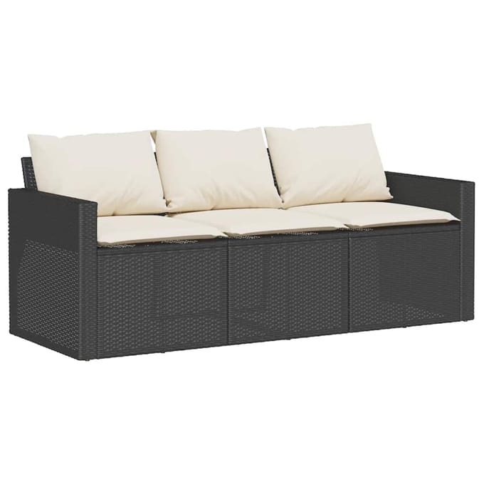 vidaXL - 6-delige - Loungeset - met - kussens - poly - rattan - zwart