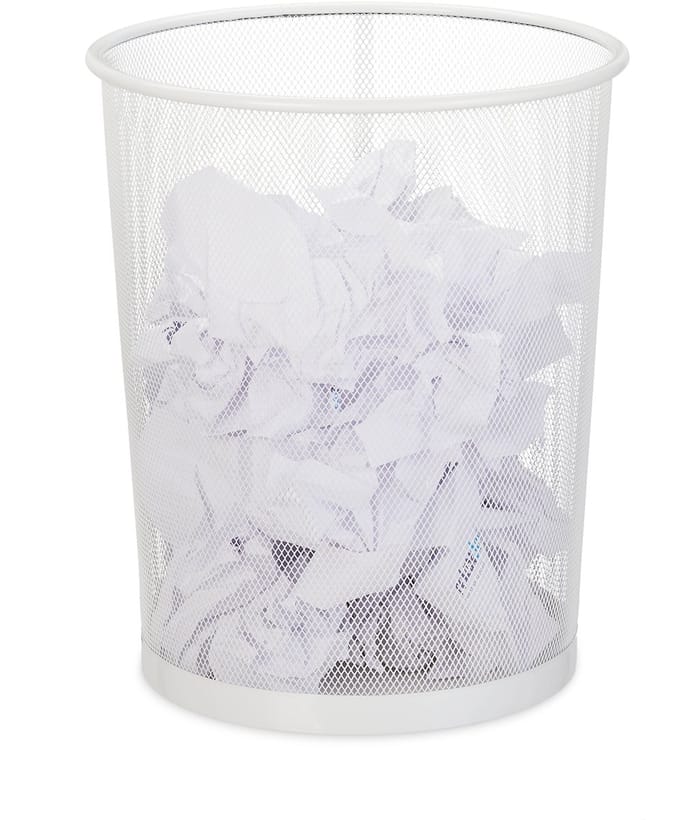 16x papiermand metaal - prullenmand - wit - prullenbak - papierbak - 20L - groot