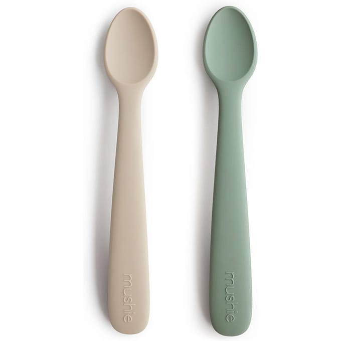 Mushie Kinderbestek Set Lepels - Cambridge blue / Shifting Sand