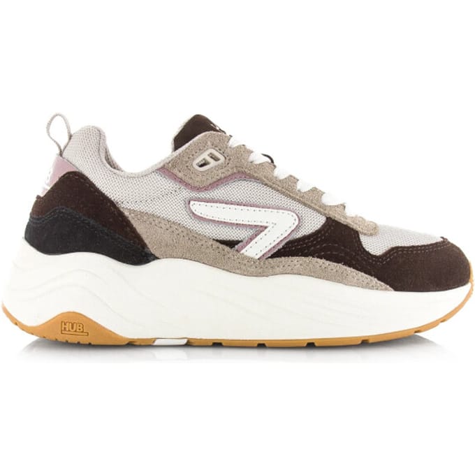 Hub  Glide coffee/mauve/off white lage sneakers dames
