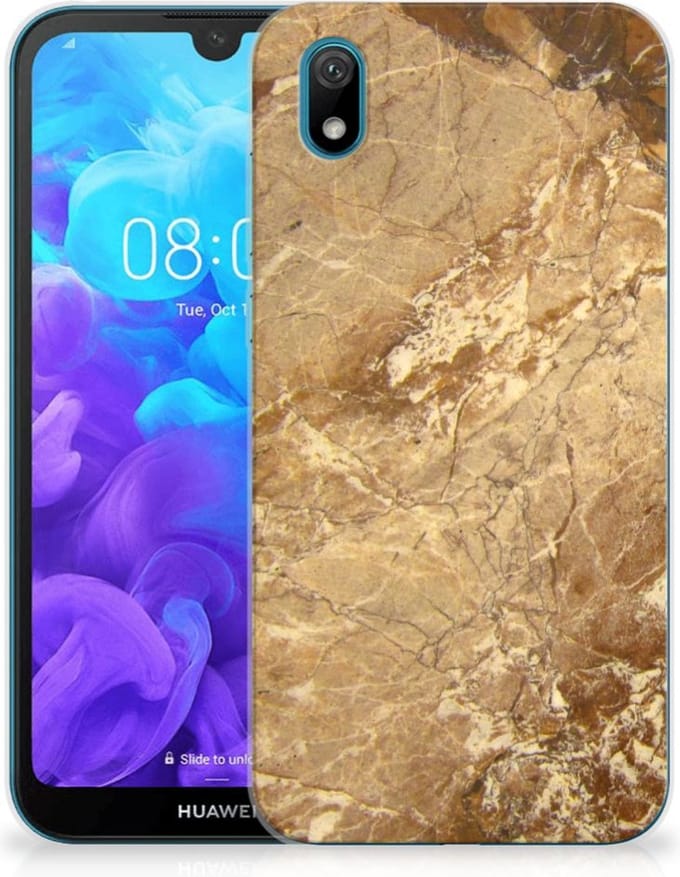 Huawei Y5 (2019) TPU Siliconen Hoesje Marmer Creme