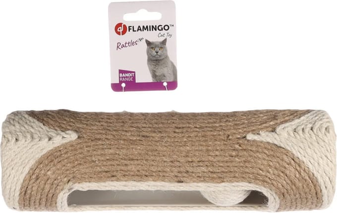 Flamingo Koker Met Ballen Chester - Kattenspeelgoed - 29x9.5 cm Bruin