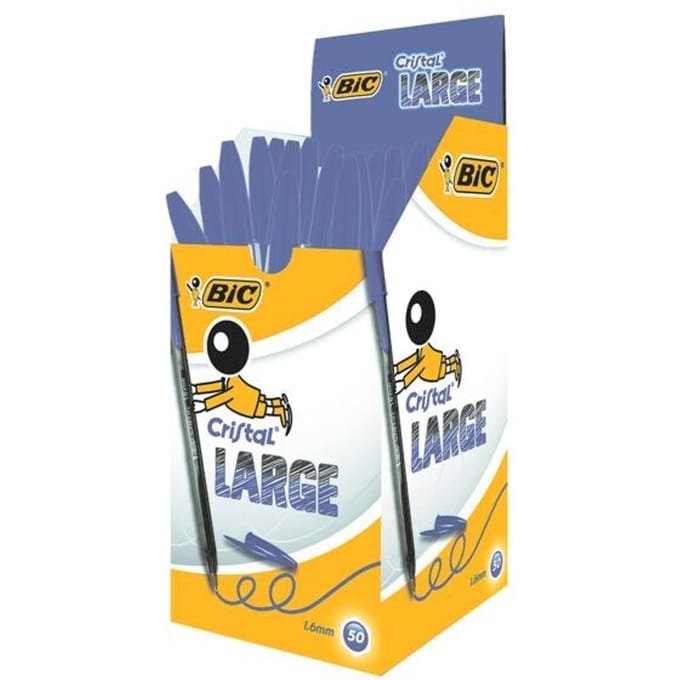 Bic Balpennen Cristal Large 15 Cm 1,6 Mm Blauw 50 Stuks