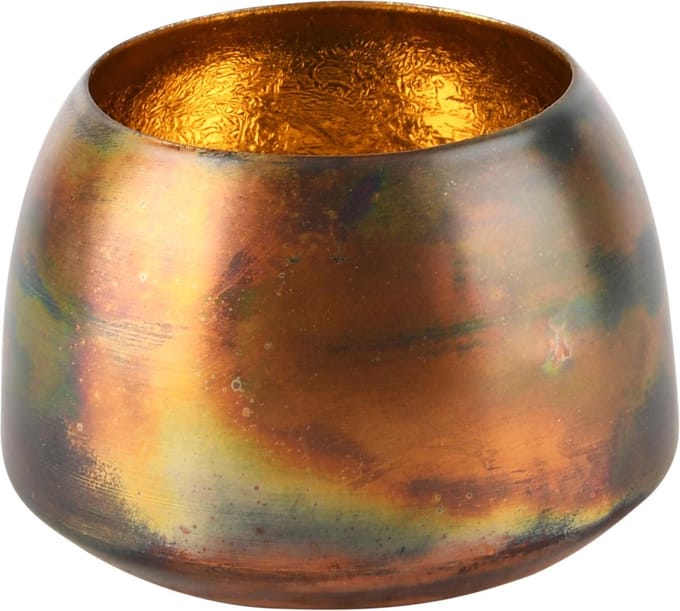 Dekoratief | Theelichthouder 'Copper Sky', metaal, 10x10x7cm | A248175