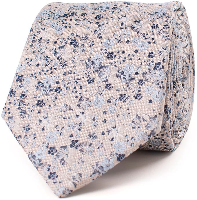TRESANTI | GLAUCO | Silk tie with delicate wildflowers | Sky Blauw