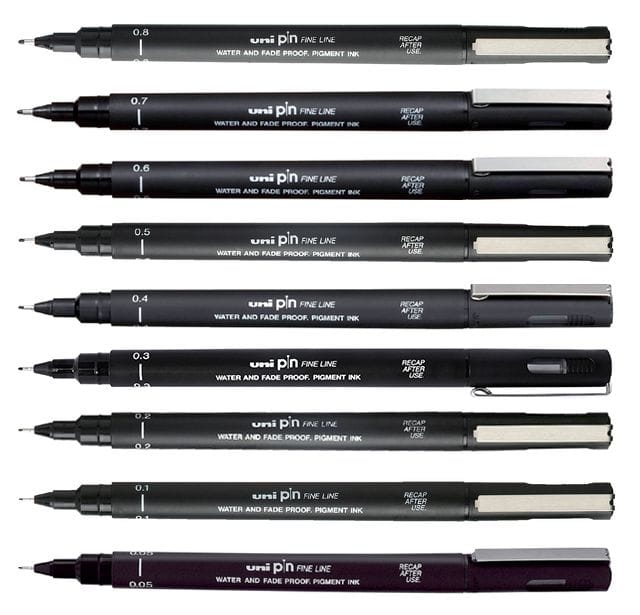 Fineliner - extra fine brush - Zwart - Uni Pin