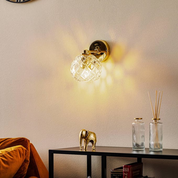 Argon Wandlamp Odel met versierde glazen kap