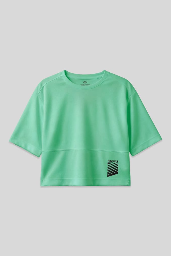 Oversized Polyester T-shirt met Ronde Hals en Zak